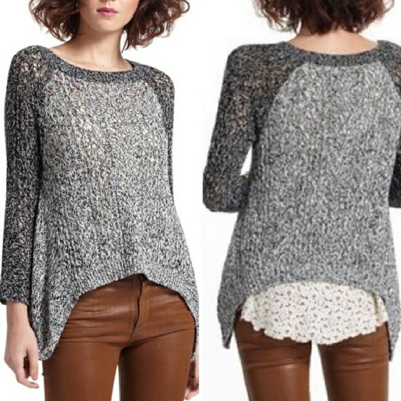 Anthropologie Sweaters - Anthro Leifnotes Dipped Lace Marked Sweater